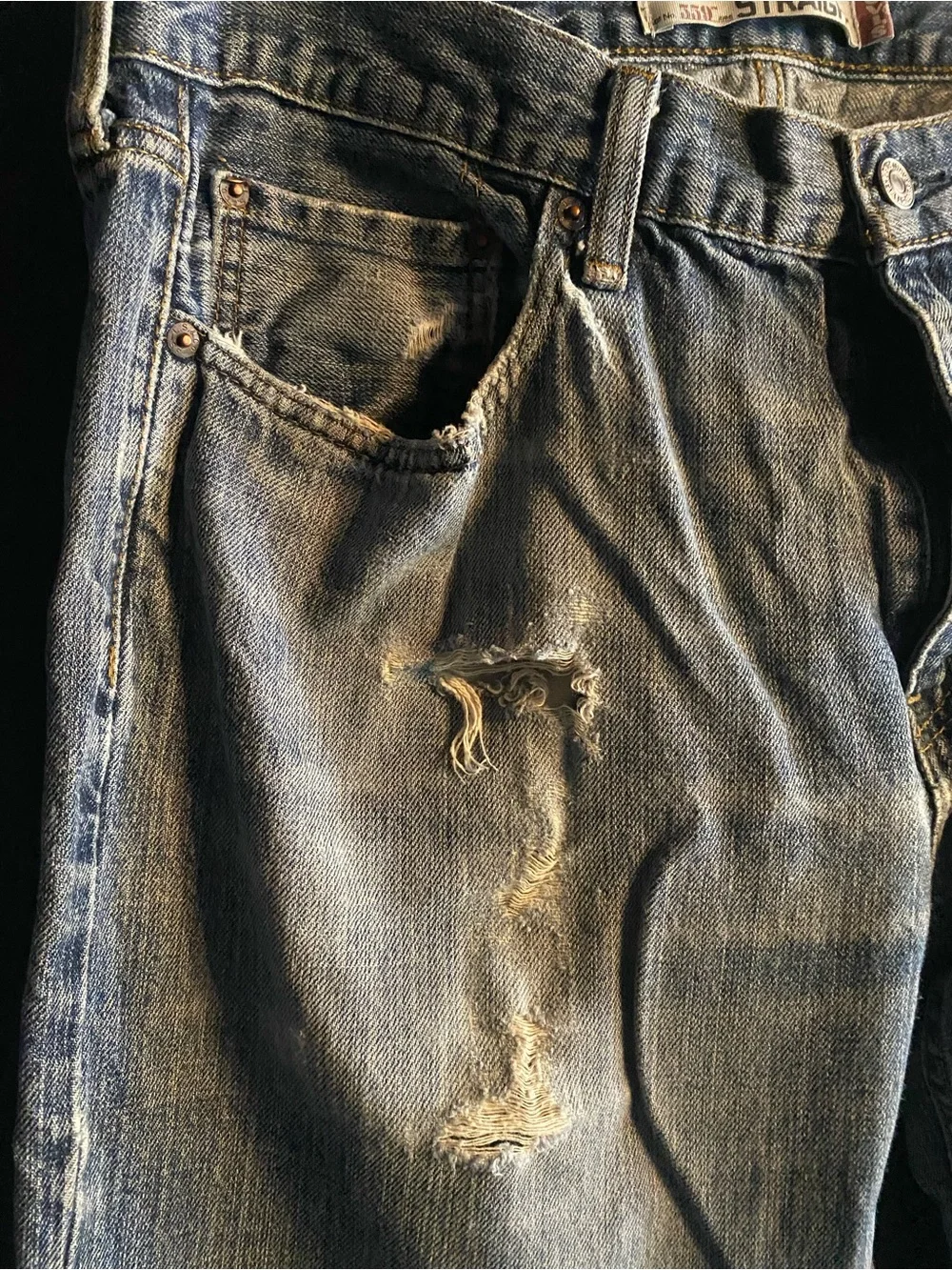 Levi's Men's 559 Distressed Washed Blue Relaxed Jeans